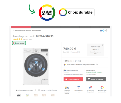 logo choix durable sur une page fiche article