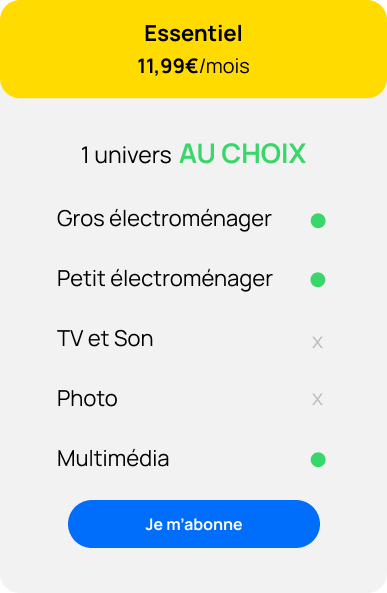 Darty Max Essentiel, 11.99 par mois: Une famille de produits  choisir parmi: gros lectromnager, petit lectromnager, multimedias