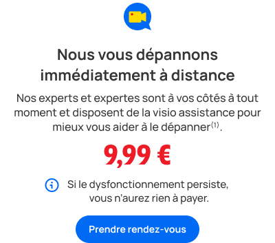 Tarif du dpannage 999, et si le dysfonctionnement persiste, vous naurez rien  payer.